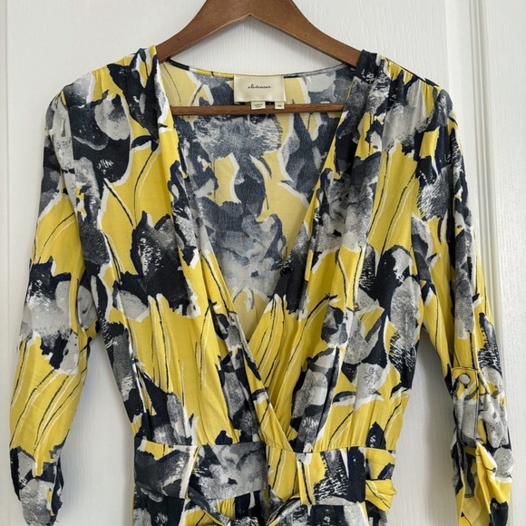 Anthropologie Elevenses Romper Somerset Yellow Floral - Picture 3 of 10